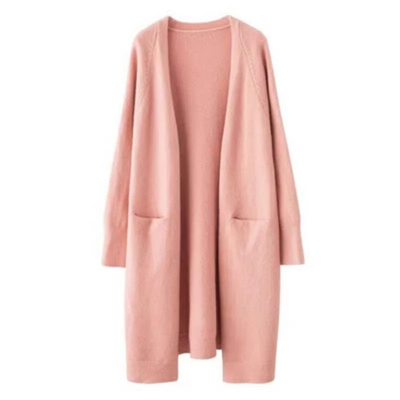 Mid-Length V-Neck Knitted Sweater Jacket For Everyday Comfort And Style