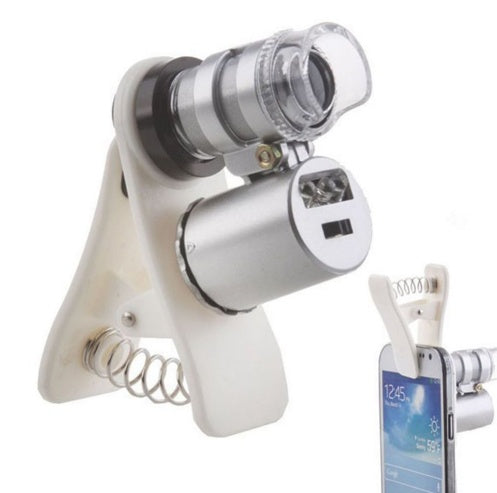 60X Mobile Microscope Lens With LED And Universal Clip