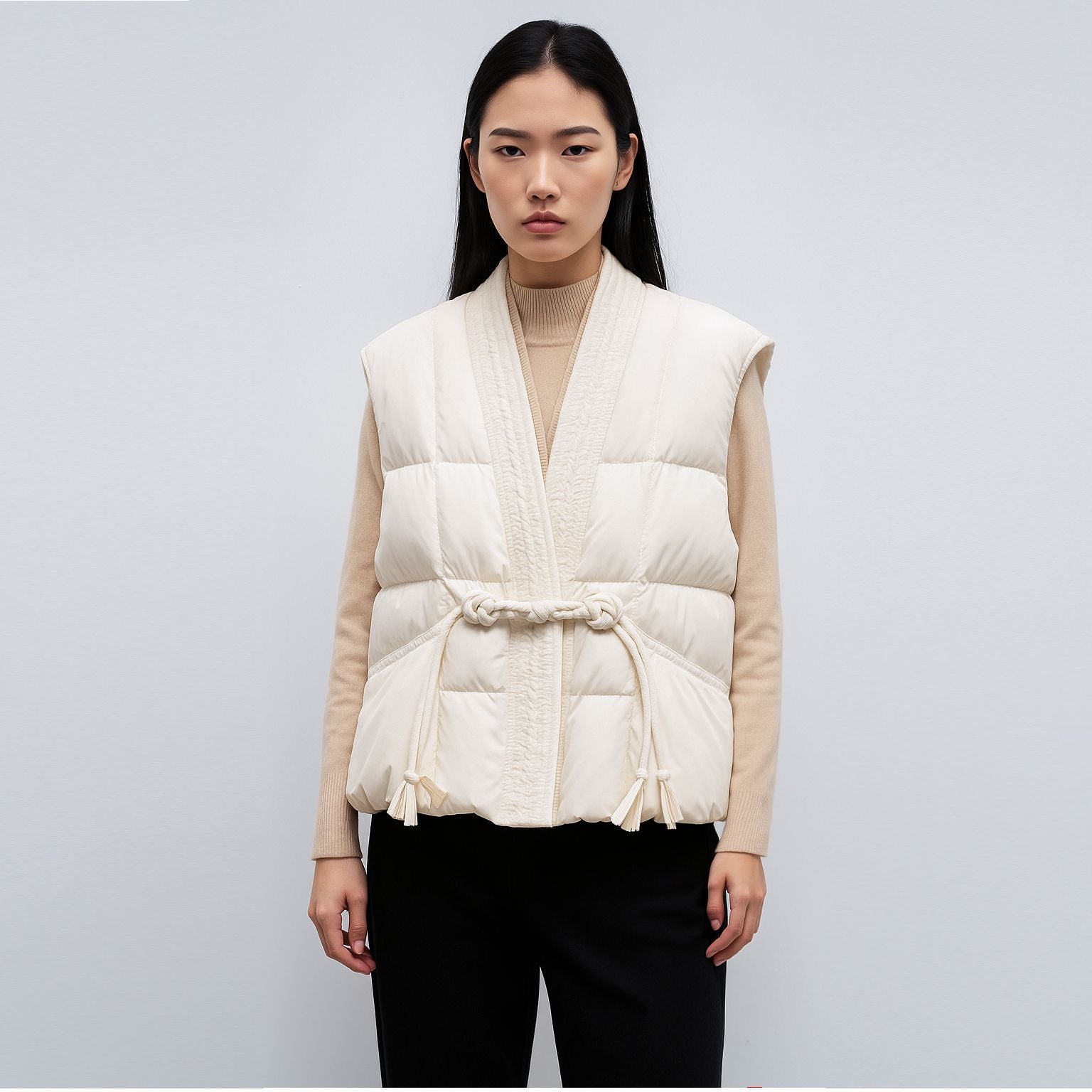 V-Neck Loose Fit Mid-Weight Solid Color Autumn Winter Vest