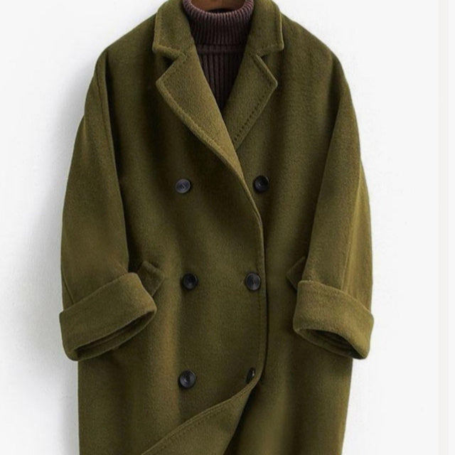 Double-Faced Wool Long Loose Coat Women's Casual Layering Coat