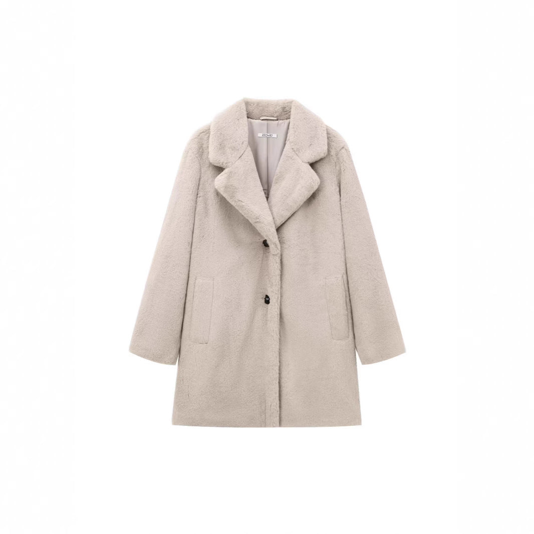 Women's Trendy Faux Fur Street Style Polyester Coat Jacket