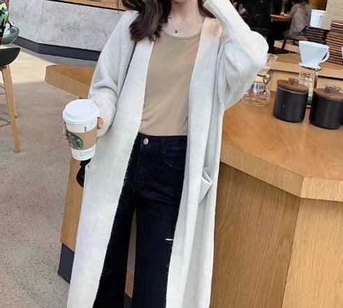 Long Loose Thick Knit Cardigan Coat For Women