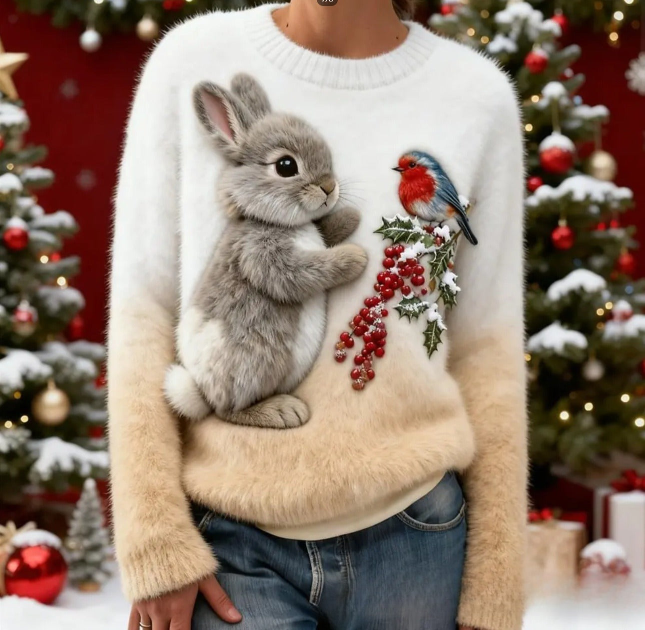 Christmas Pattern Flannel Hoodie With Loose Fit And Soft Warm Fabric