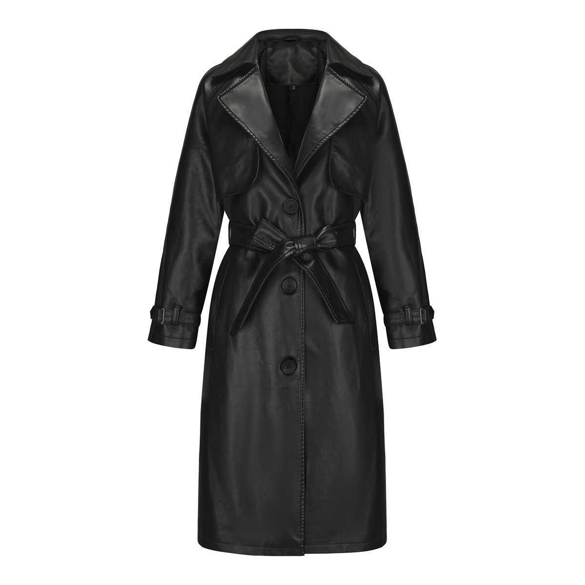 Long Loose Fit Trench Coat With Lapel And Belt