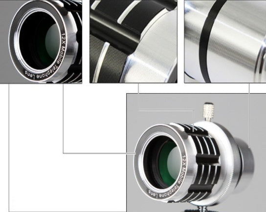 12X Long?Range Mobile Telescope Lens With Tripod And Universal Clip