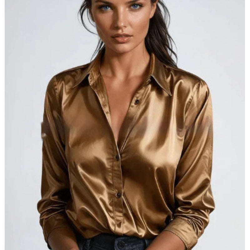 Women's Loose Fit Solid Color Everyday Casual Long Sleeve Shirt