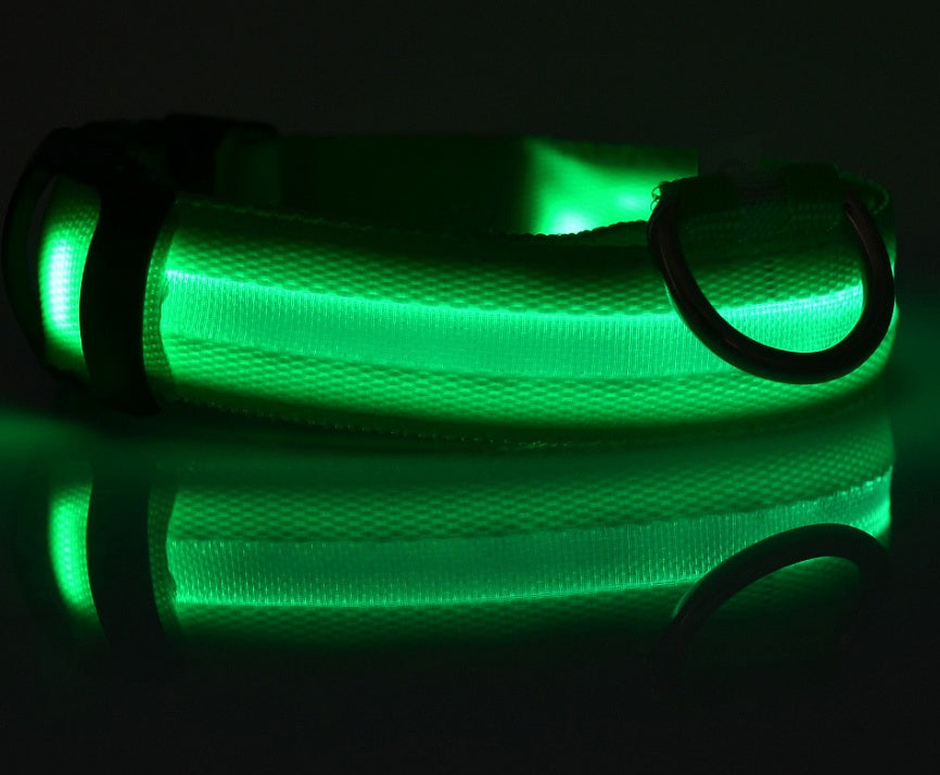 Nylon LED Luminous Pet Collar For Night Safety