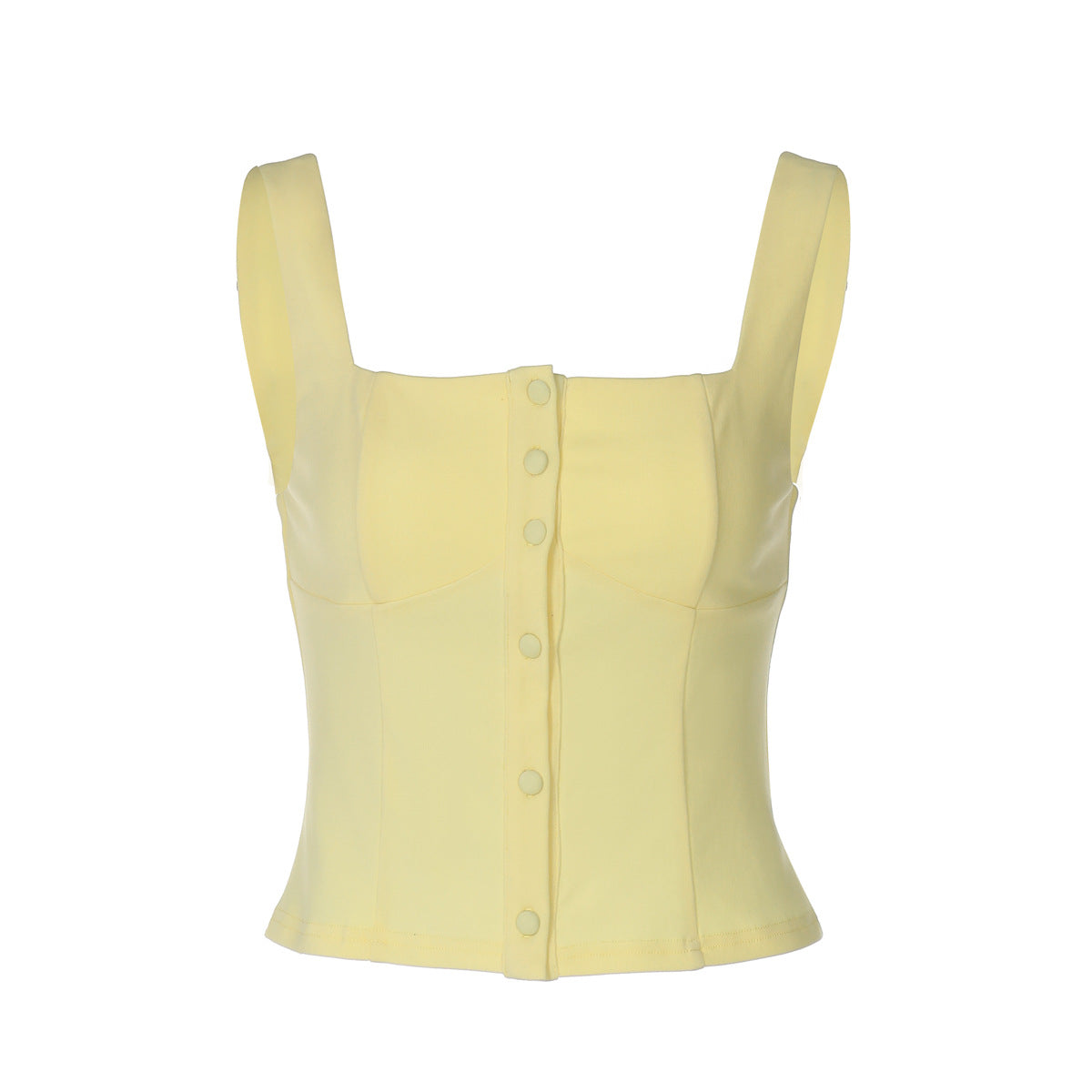 Cinched Waist Slim Fit Button-Front Strappy Short Vest
