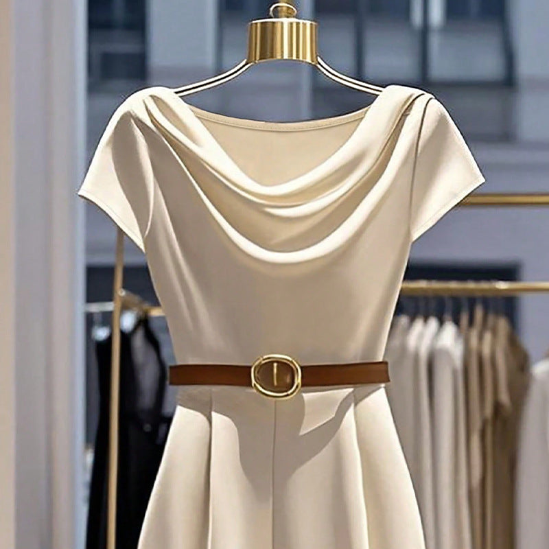 Elegant Satin Wide Leg Jumpsuit With Quarter Sleeves