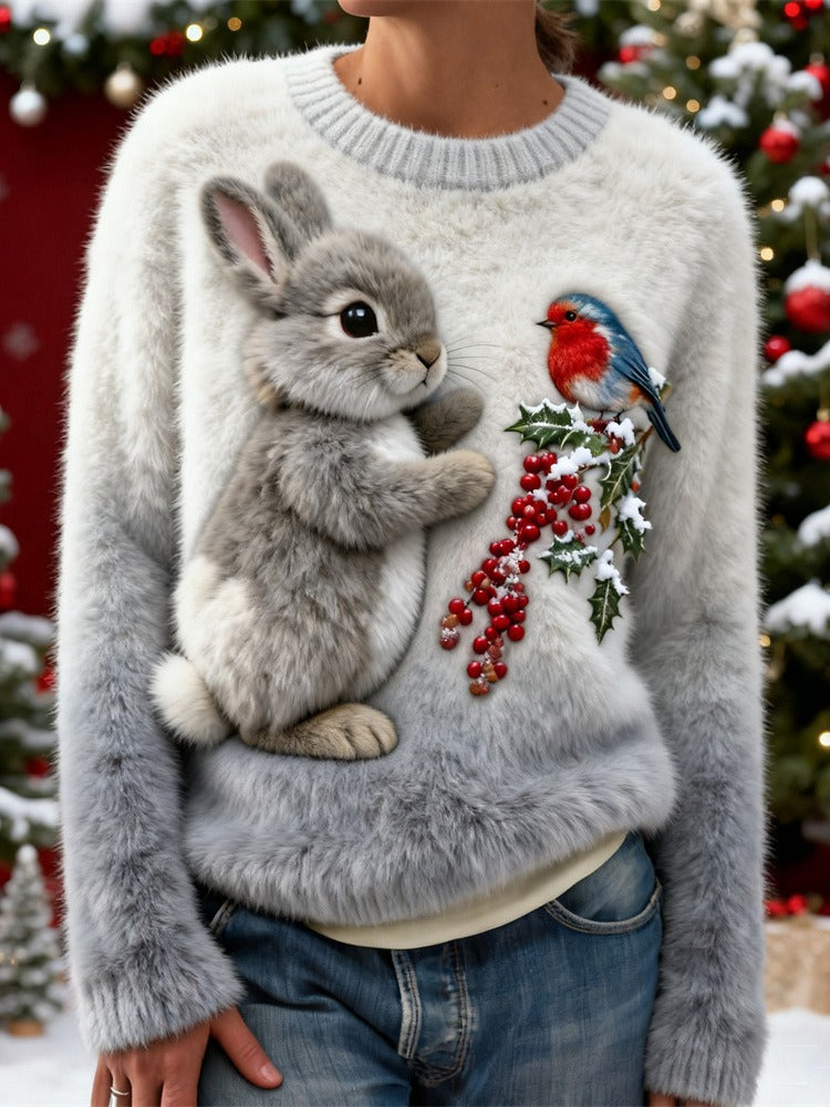 Christmas Pattern Flannel Hoodie With Loose Fit And Soft Warm Fabric