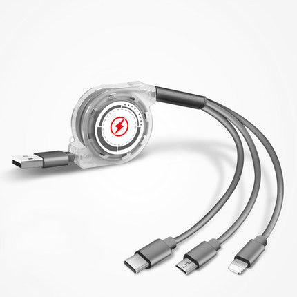 Three In One Telescopic Fast Charging Cable With Adjustable Length