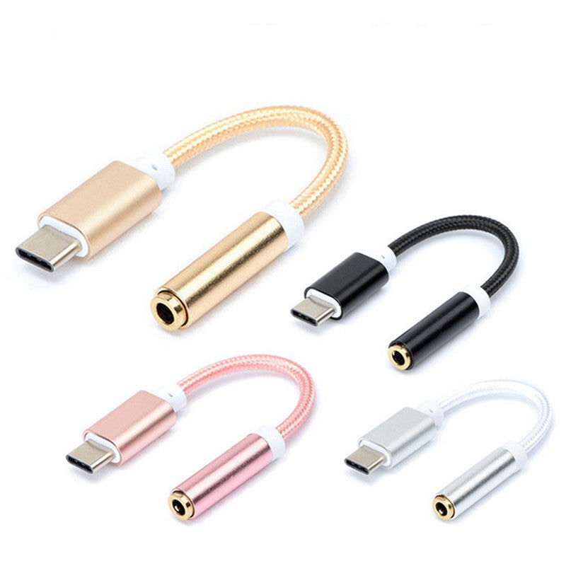 Type C To 3.5mm Audio Adapter Cable With Nylon Weave