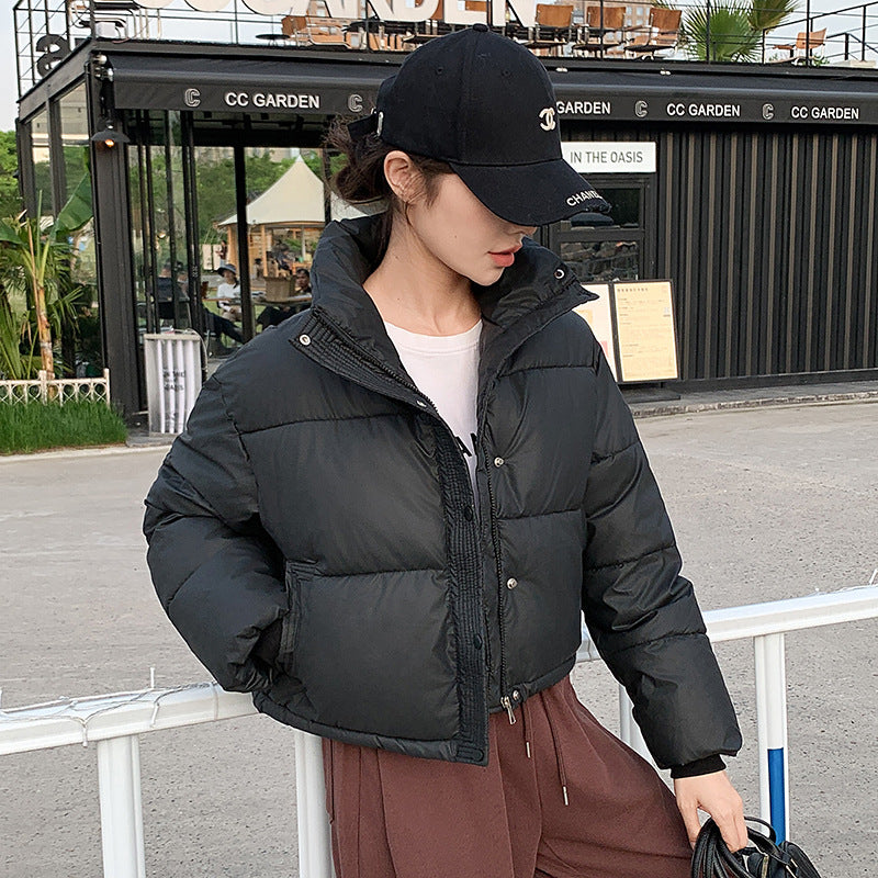 Petite Short Stand Collar Thick Polyester Jacket For Women Casual
