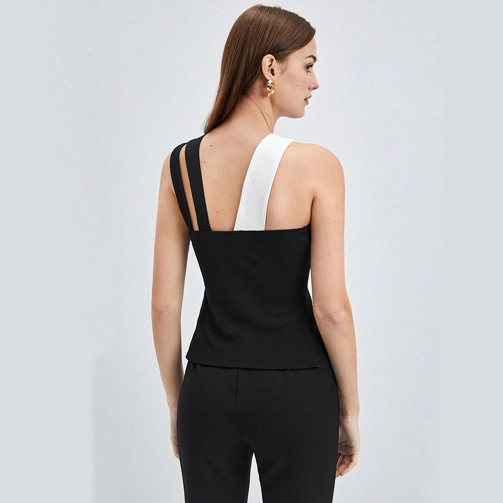 Cross-Strap Slim Fit Sleeveless Trendy Polyester Vest Top