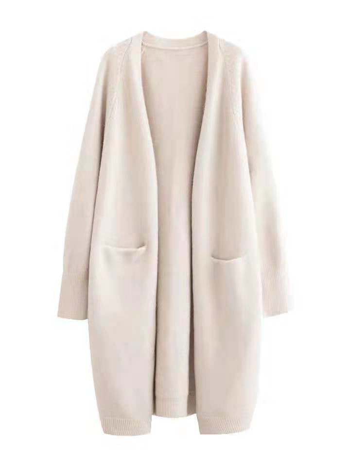 Mid-Length V-Neck Knitted Sweater Jacket For Everyday Comfort And Style