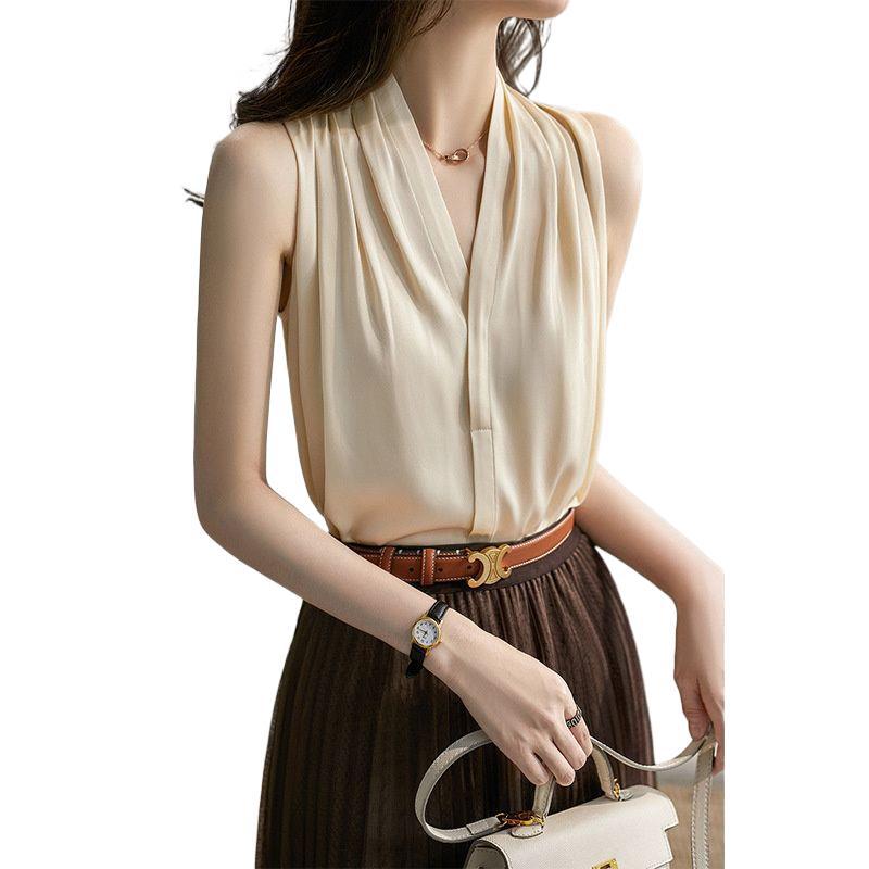 Women's Elegant Halter Neck Smooth Satin Camisole With Loose Fit