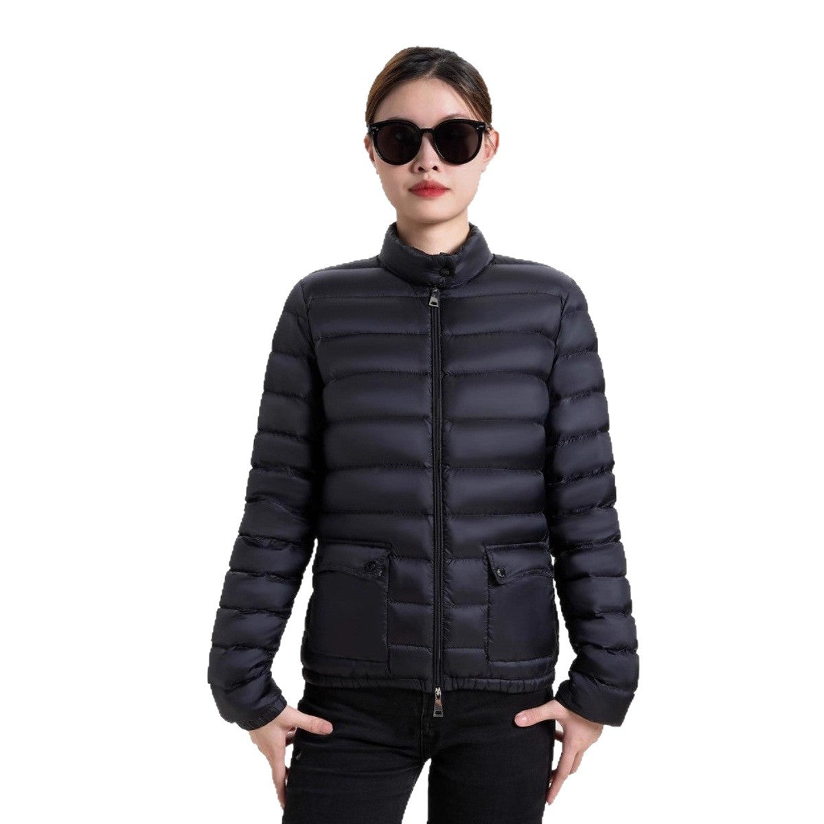 Petite Stand Collar White Duck Down Short Lightweight Jacket For Women