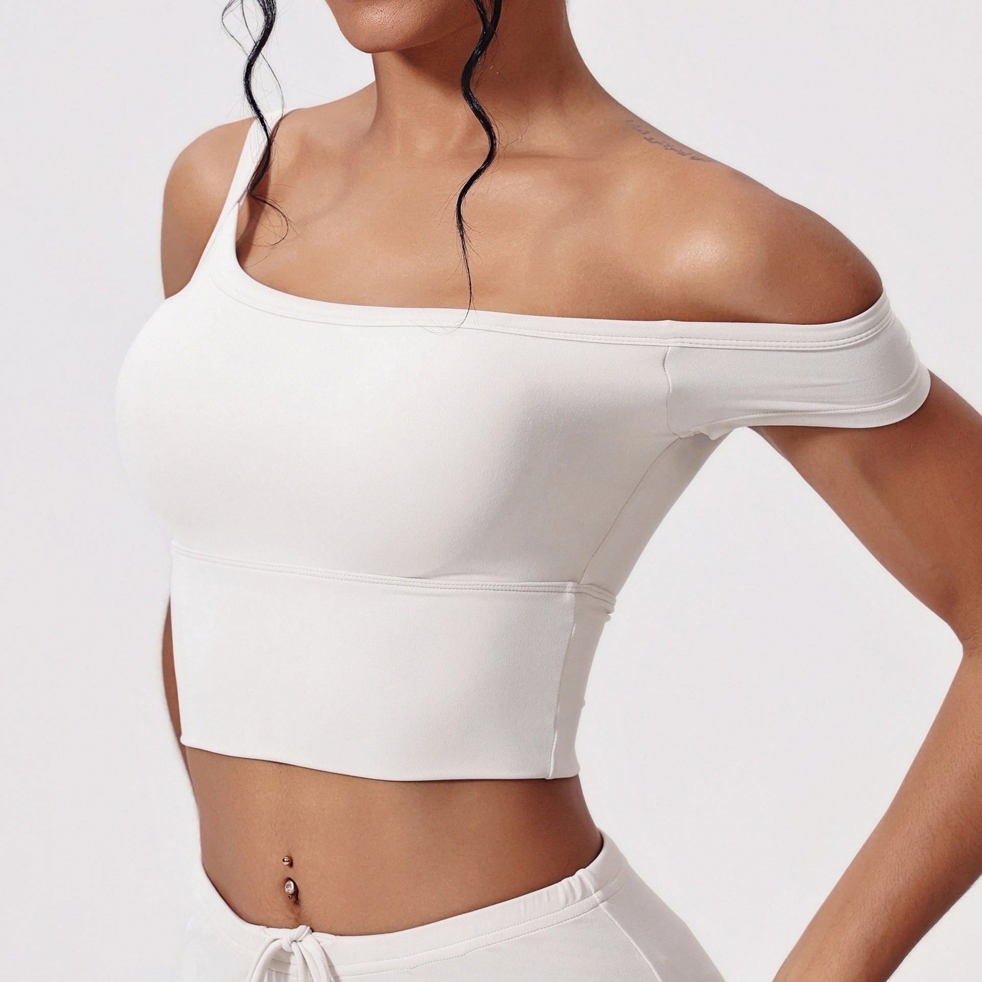 Asymmetric Padded Nylon Sports Vest With Double Fixed Straps