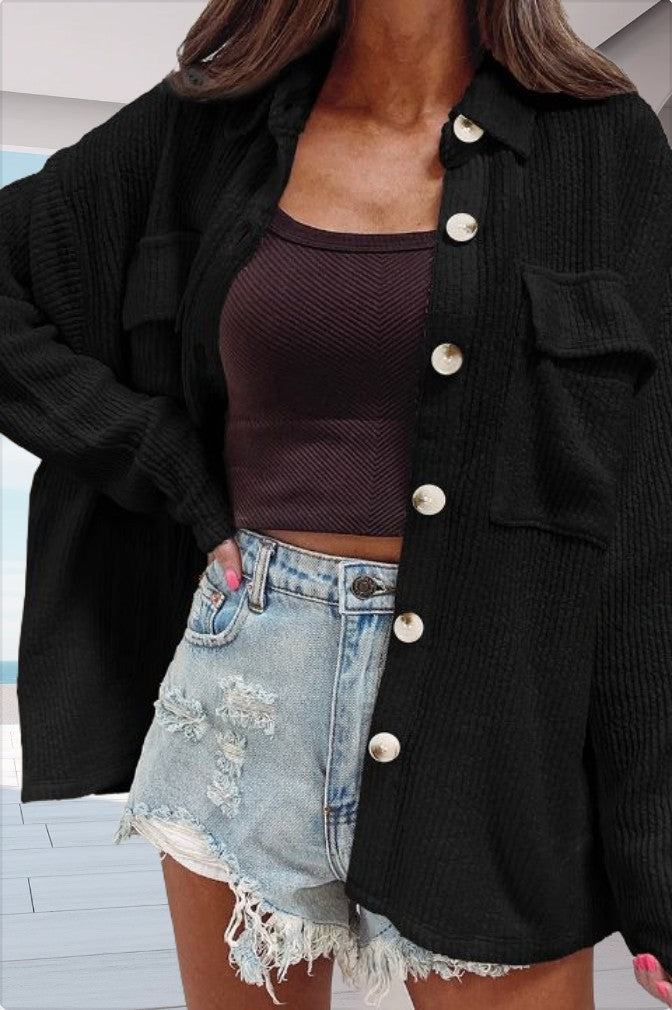 Classic Solid Color Long Sleeve Blouse Jacket For Women