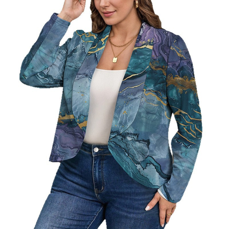 Versatile Embossed Long Sleeve Jacket For Women
