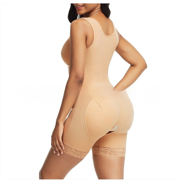 Hip Lift And Belly Control Shaping Jumpsuit With Seamless Nylon Fit