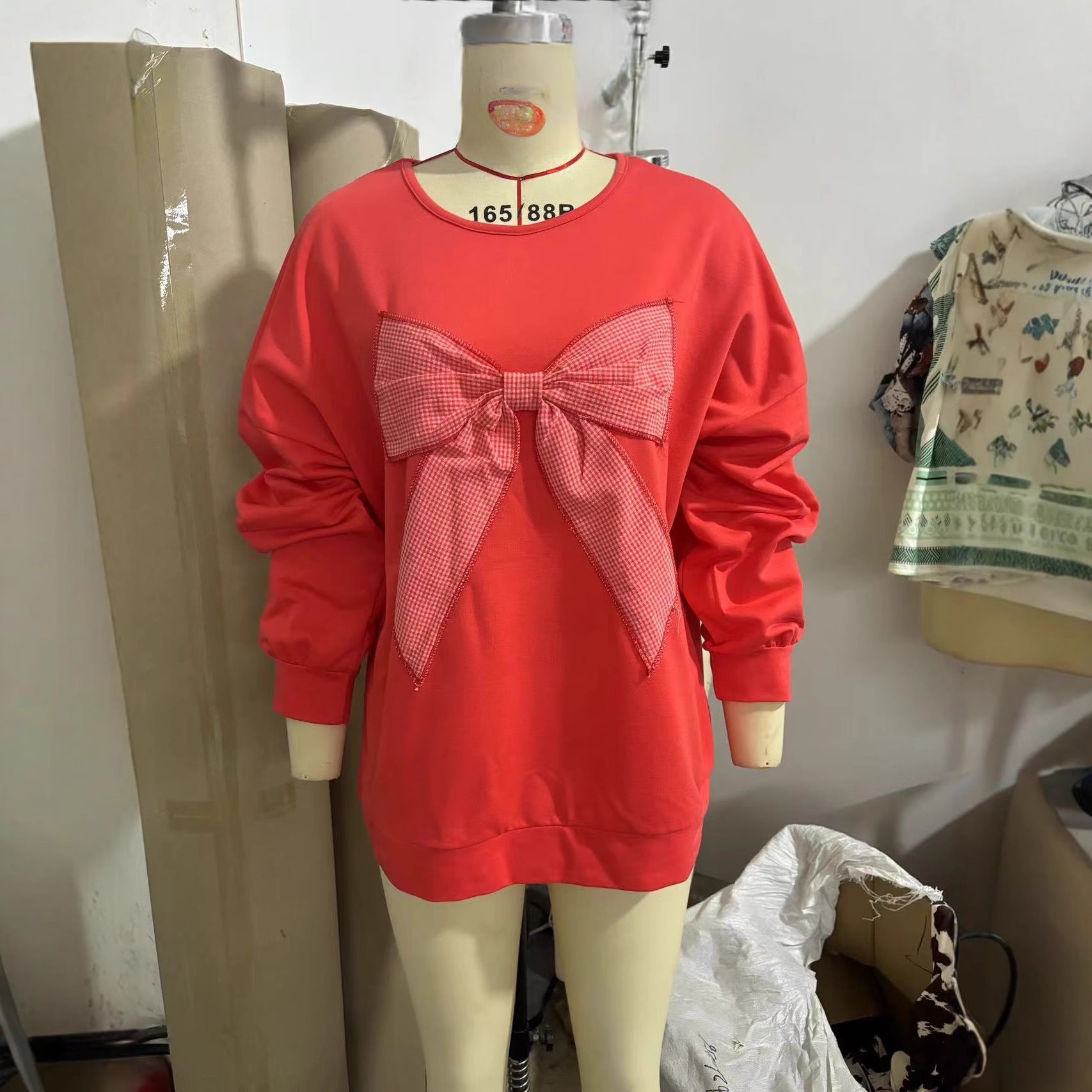 Asymmetric Bow Detail Hoodie With Princess Sleeves And Street Style Fit