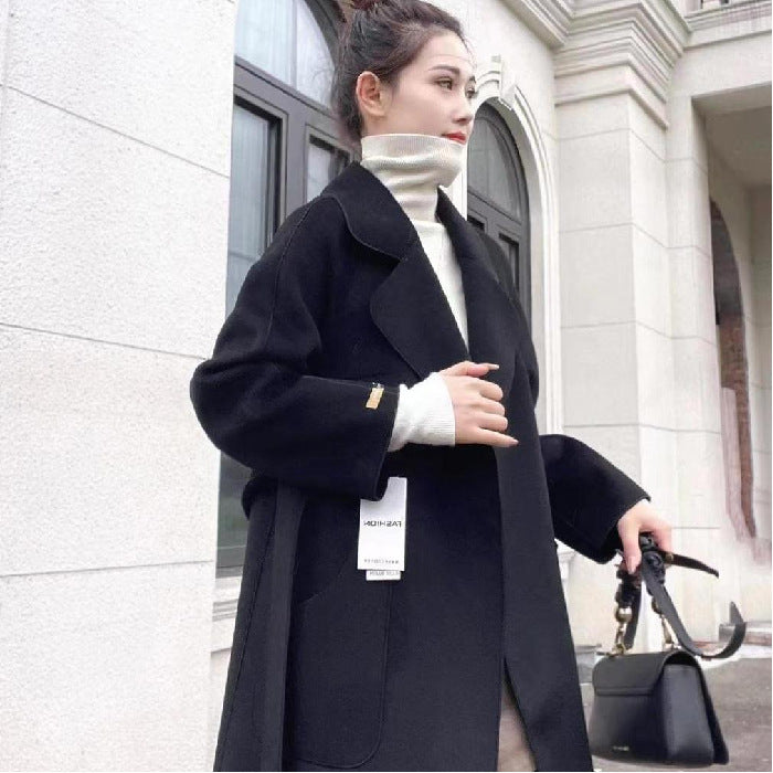 Stand-Collar Mid-Length Thick Fleece Coat For Women