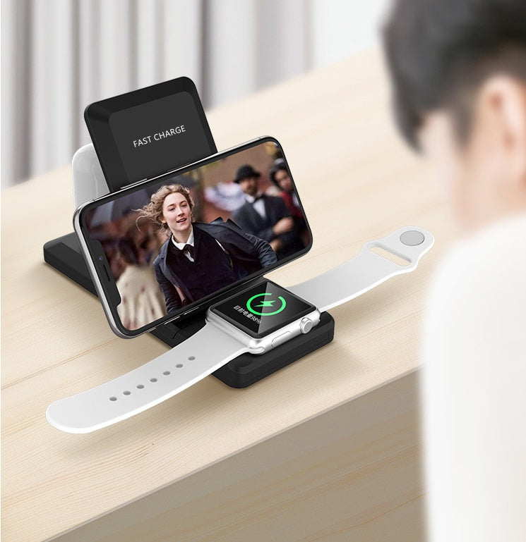Foldable Three?in?One Wireless Charger For Phone, Watch, Earbuds