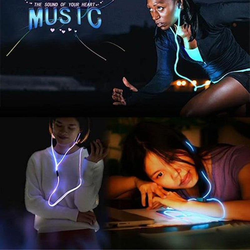 LED Light Up Music Reactive Earphones With Microphone Control