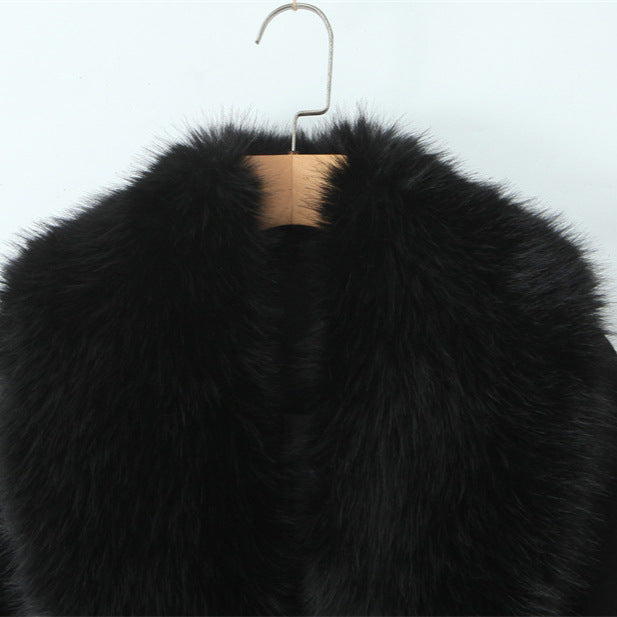 Long Wool Coat With Big Fur Collar And Belt