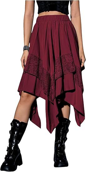 Renaissance Tiered Mid Length Pleated Skirt With Asymmetrical Hem