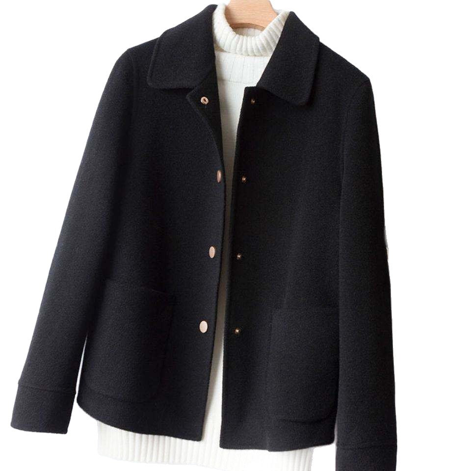 Double Sided Wool Blend Mid Length Elegant Coat For Petite Women