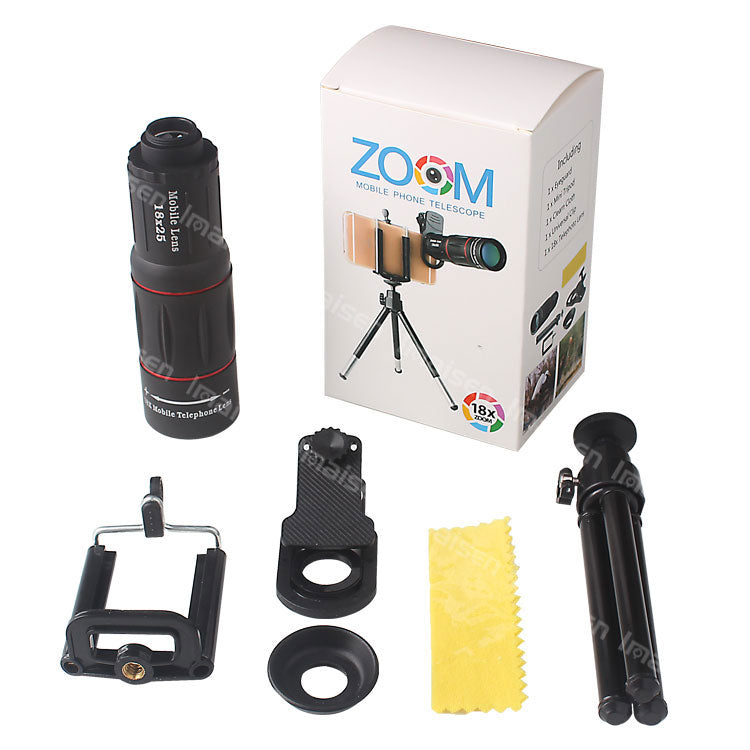 18X Zoom Mobile Telephoto Lens With Universal Clip And Tripod
