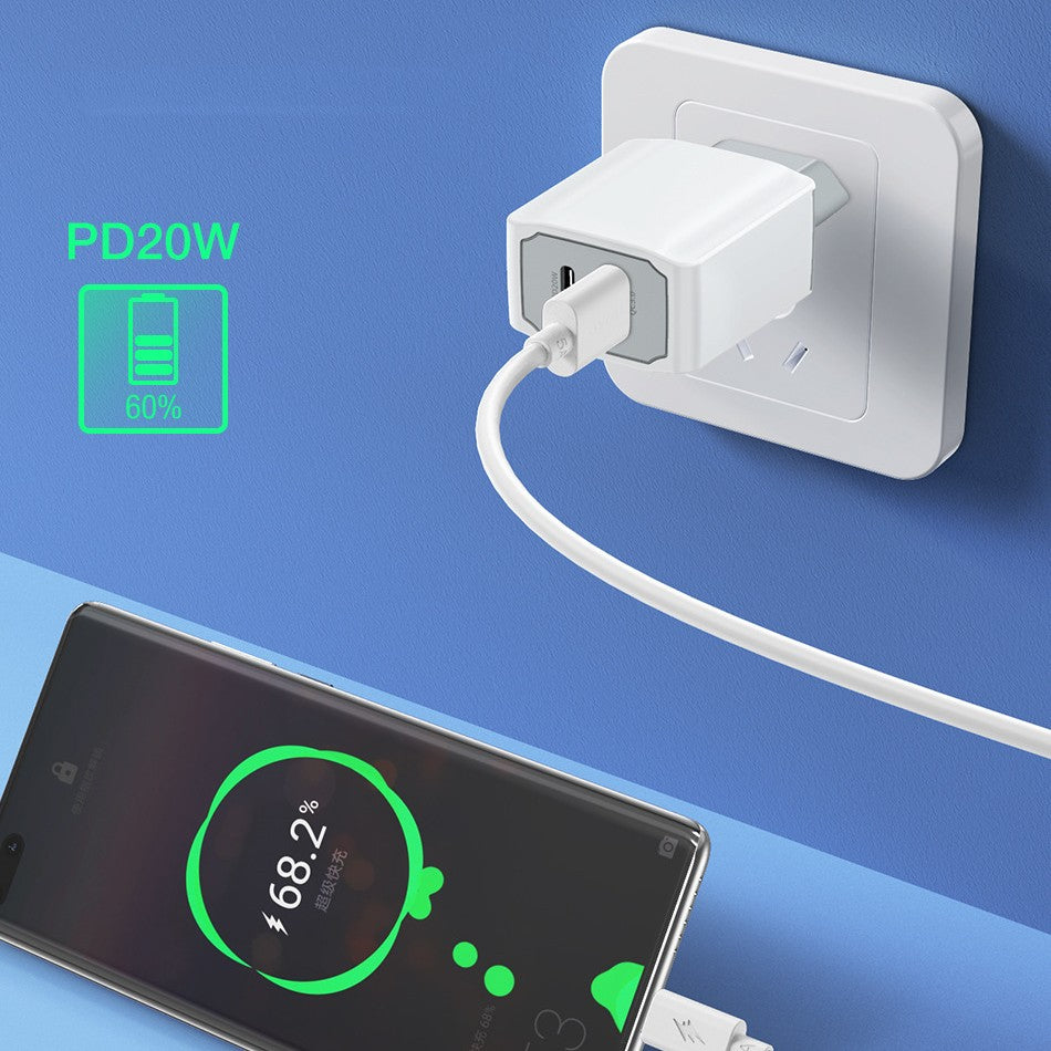 Fast Charge Wall Adapter And Cable Set With Fireproof ABS Housing