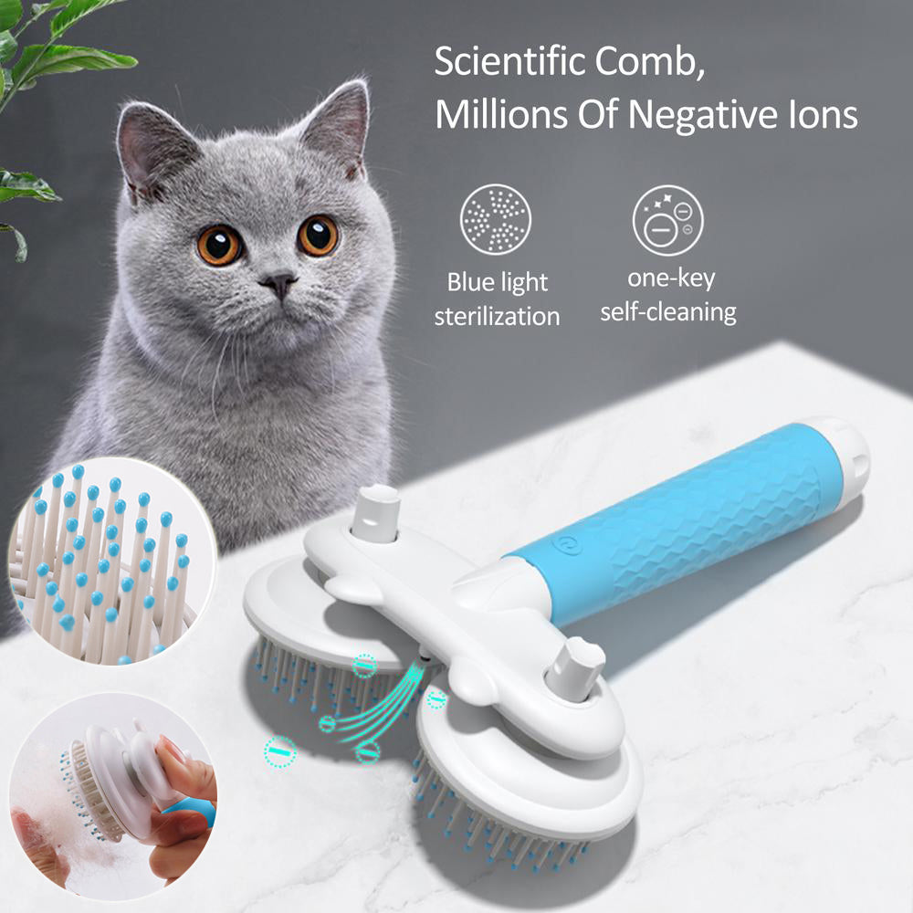 Double Headed Self Cleaning Slicker Brush With Negative Ions