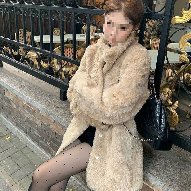Mid-Length Loose Wool Blend Overcoat For Autumn And Winter