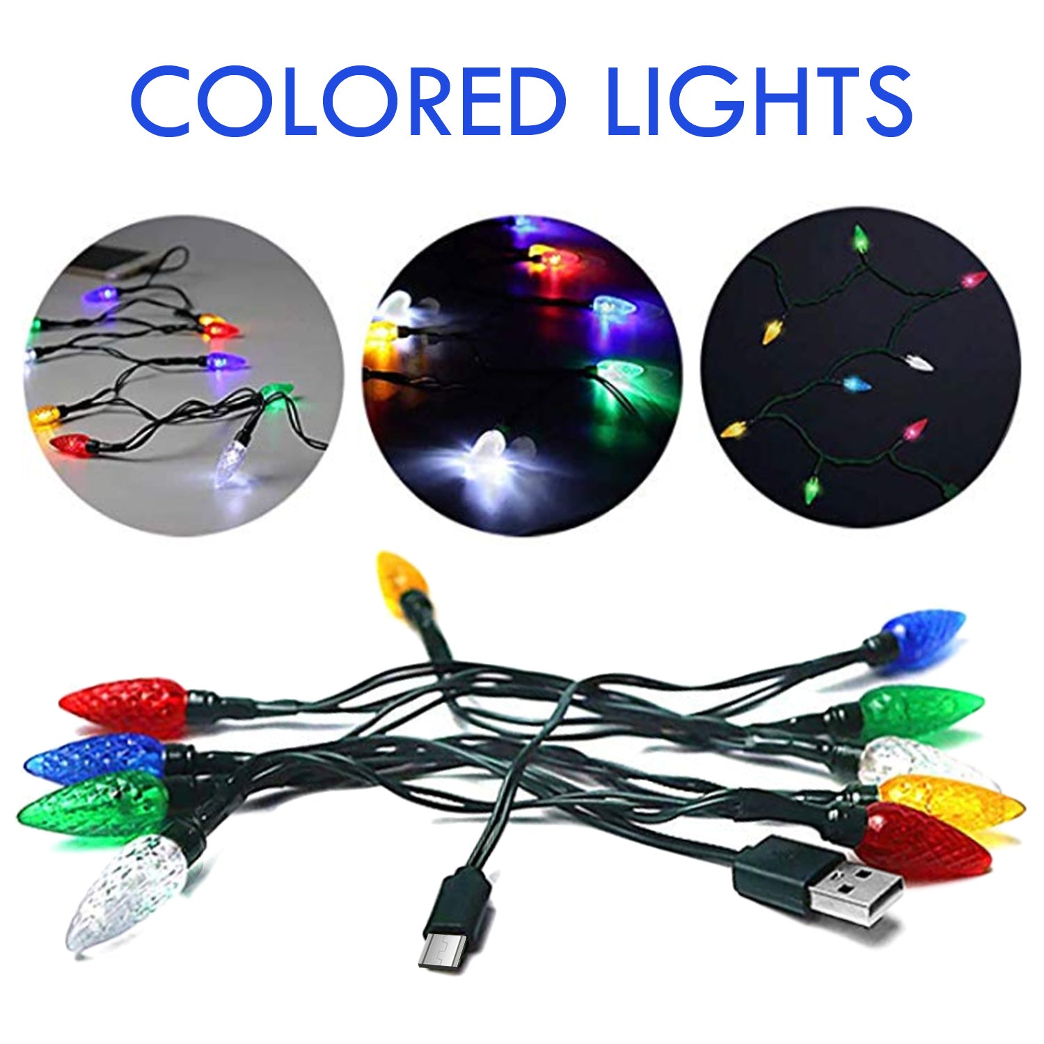 Festive LED USB Charging Cable With Decorative Christmas Lights