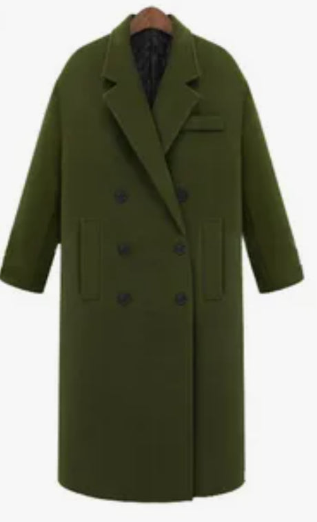 Double-Faced Wool Long Loose Coat Women's Casual Layering Coat