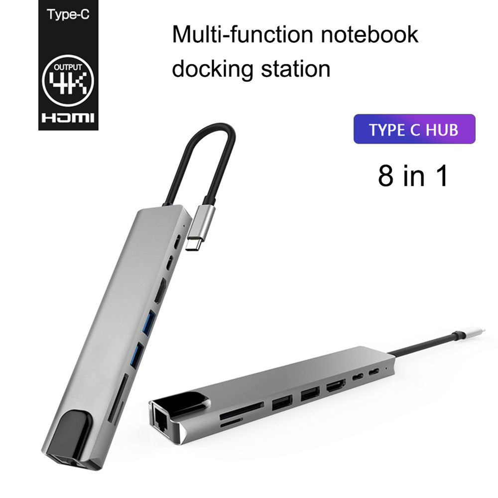 Eight Port Type C PD Docking Station With Aluminum Alloy Body