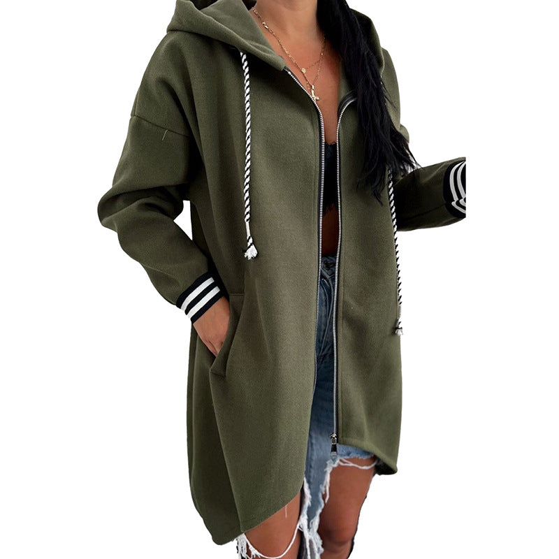 Lightweight Loose Zip-Up Hooded Jacket For Women Casual
