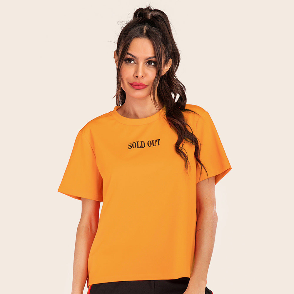 Round Neck Letter Print Short Sleeve Casual Everyday T-Shirt