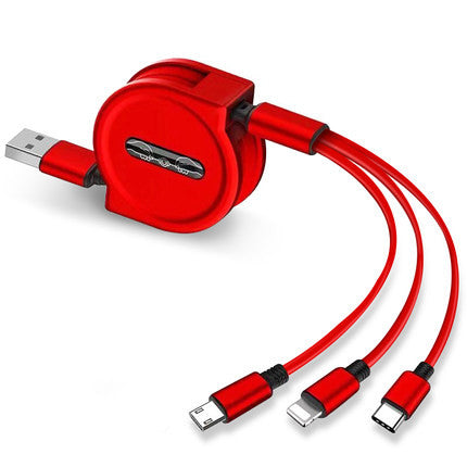 Three In One Telescopic Fast Charging Cable With Adjustable Length