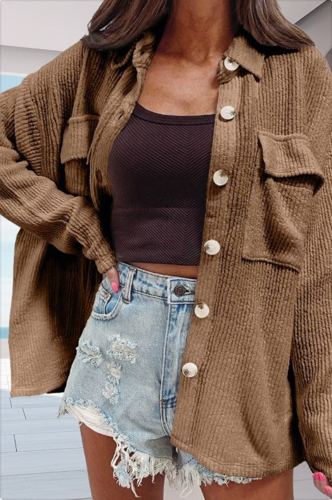 Classic Solid Color Long Sleeve Blouse Jacket For Women