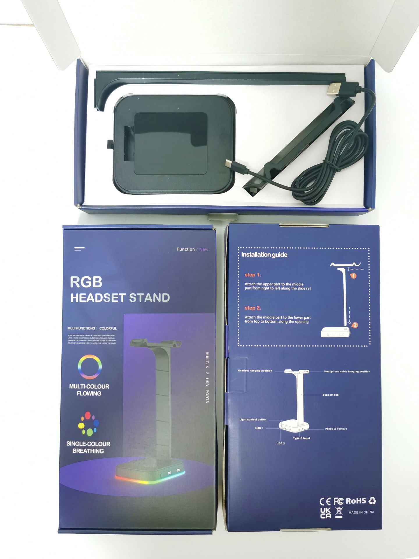 RGB Color?Changing Gaming Headset Stand With USB Power