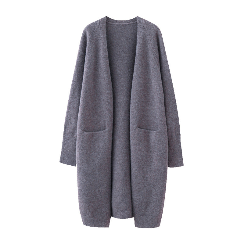Mid-Length V-Neck Knitted Sweater Jacket For Everyday Comfort And Style