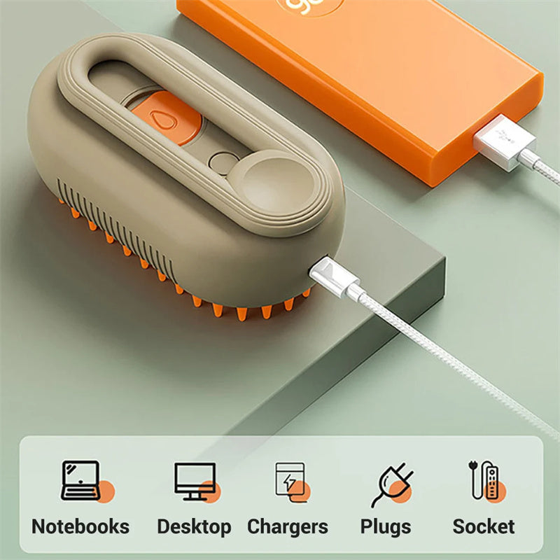 3 In 1 Electric Cat Steam Brush For Grooming And Massage