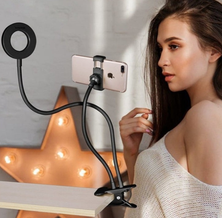 Adjustable LED Selfie Ring Light With Desk Clamp For Makeup And Live Use