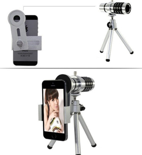 12X Long?Range Mobile Telescope Lens With Tripod And Universal Clip