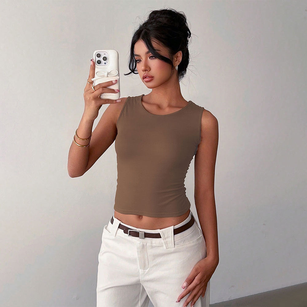 Elegant Bow Back Sleeveless Slim Fit Short-Length Fashion Top