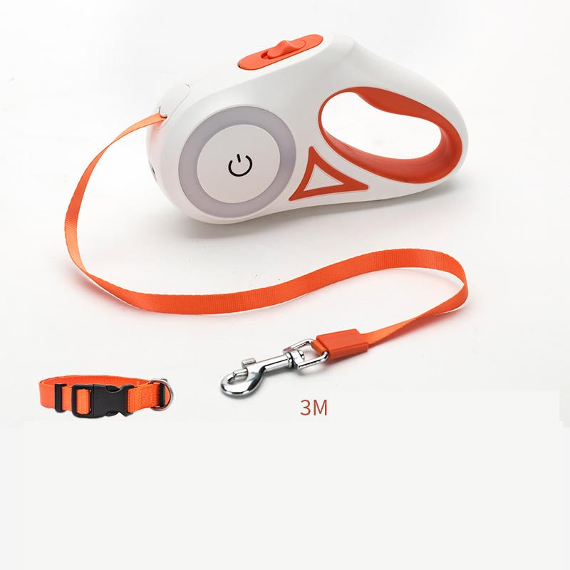 Retractable Dog Leash With Spotlight And Collar For Safety